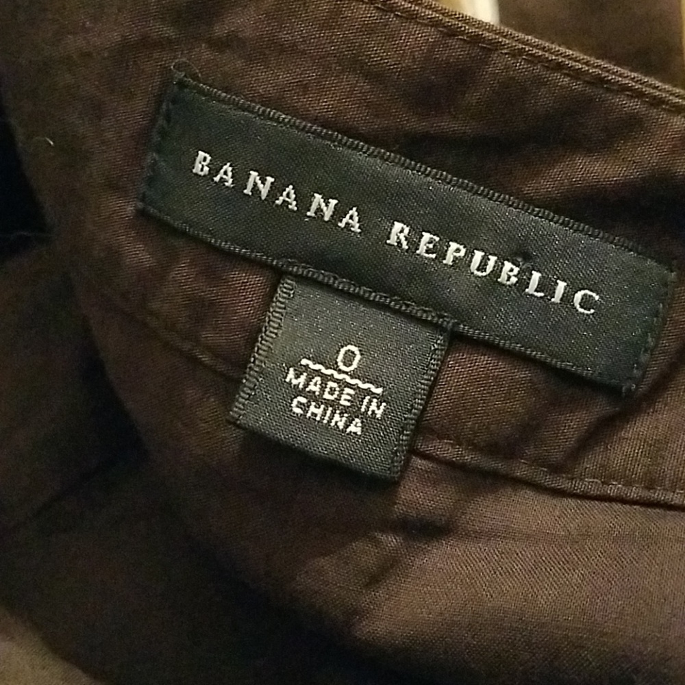 Banana Republic Brown Lined Chevron Skirt Sz 0 - Picture 4 of 5